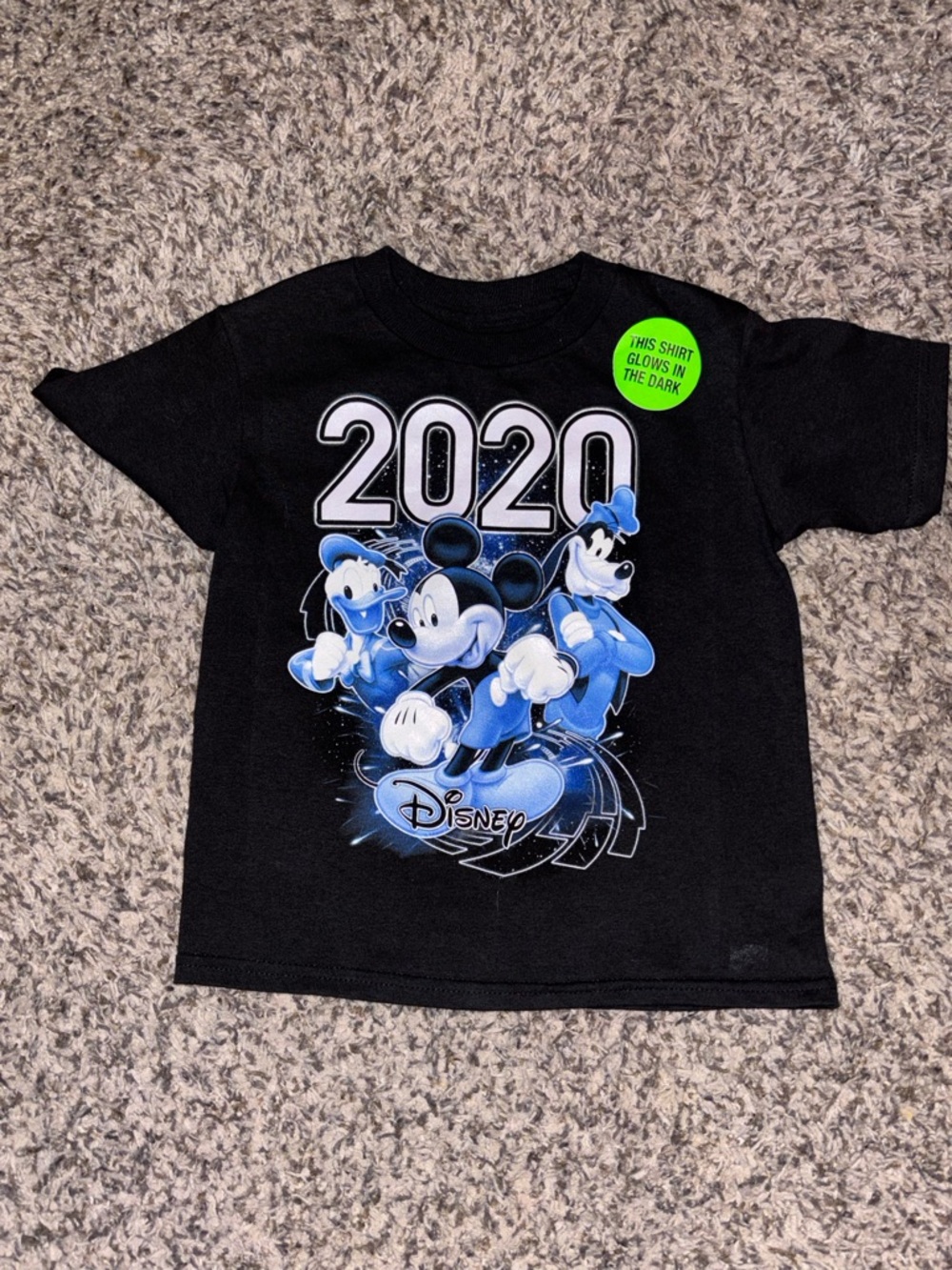Disney Black 2020 Mickey Donald Goofy Glow Tee